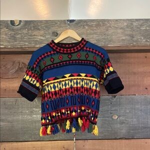 Colorful Geometric wool cropped Sweater shirt